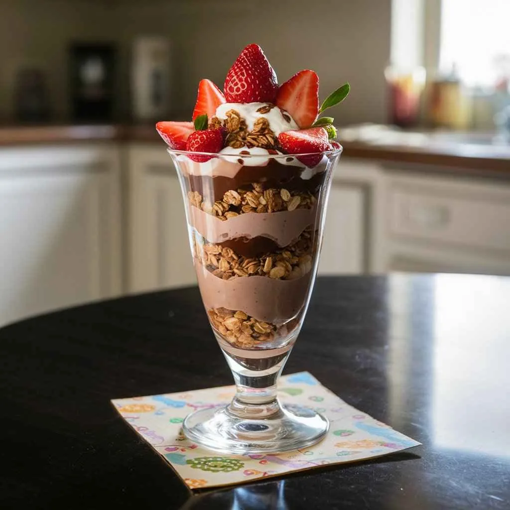 What is protein pudding made of? 3 Key Ingredients Delicious 5 Protein pudding parfait layered with granola and strawberries.What is protein pudding made of?