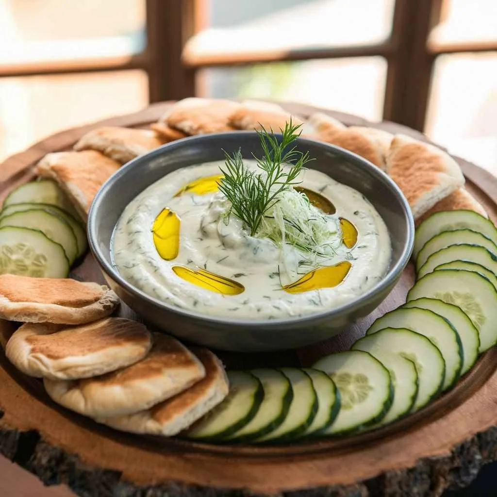 What are different kinds of dips?5 Delicious Types 4 A bowl of tzatziki dip served with pita bread and cucumber slices.What are different kinds of dips?