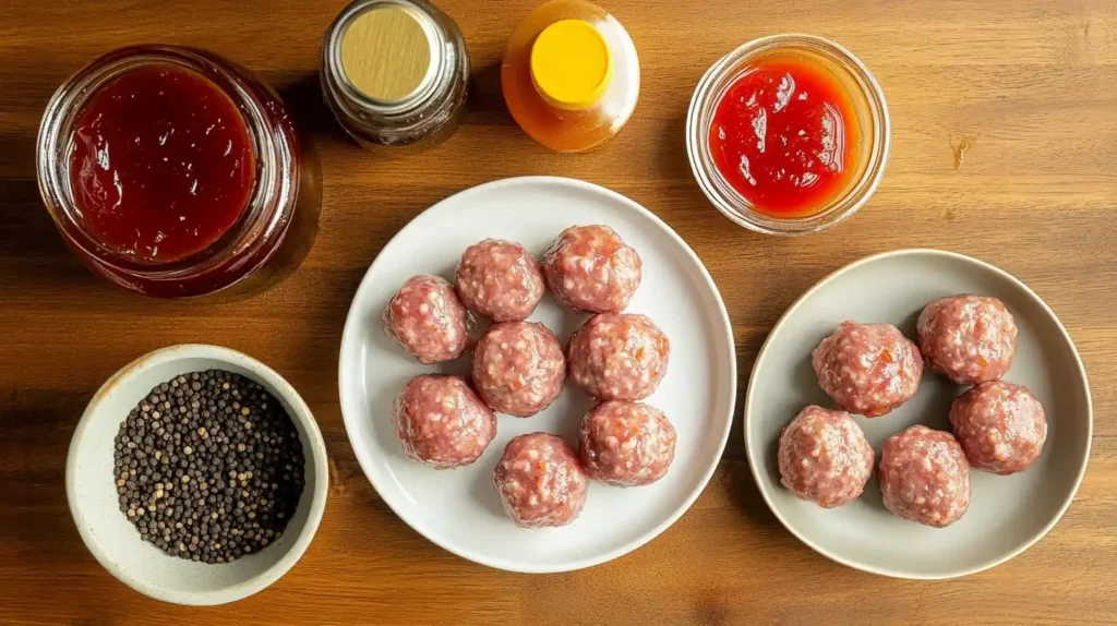 Why Do People Add Grape Jelly to Meatballs? Sweet Secret 4 Ingredients for grape jelly meatballs, including BBQ sauce, grape jelly, frozen meatballs, Worcestershire sauce, and seasonings.Why do people add grape jelly to meatballs?