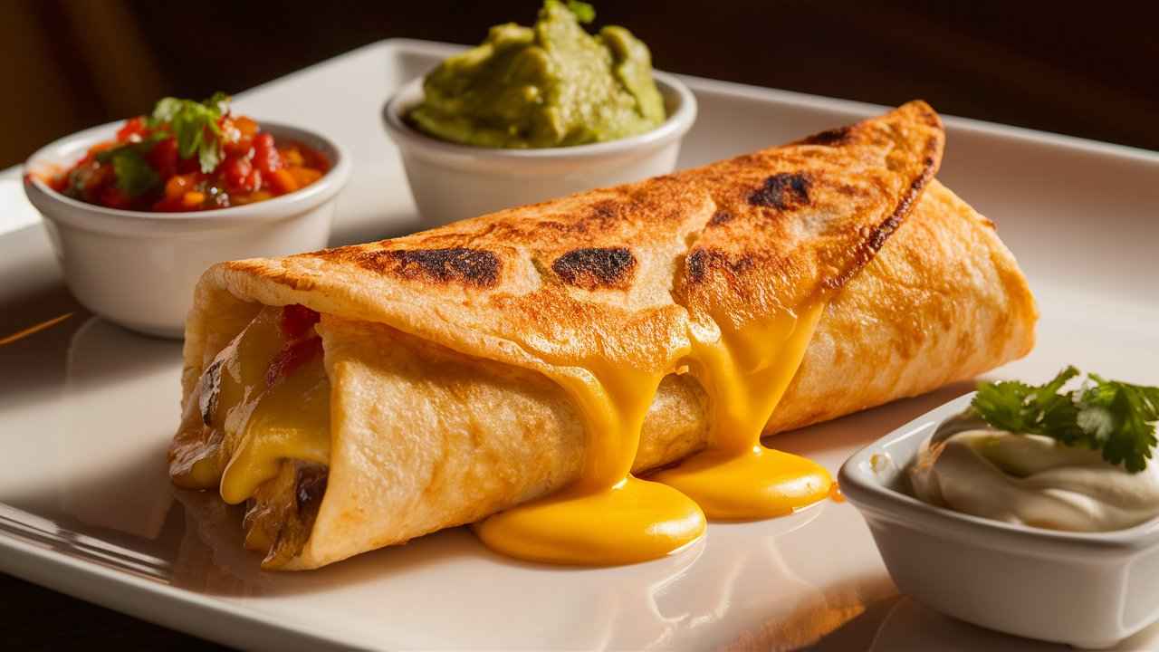 What comes on a grilled cheese burrito Taco Bell?.A golden grilled cheese burrito with a crispy, cheesy crust.