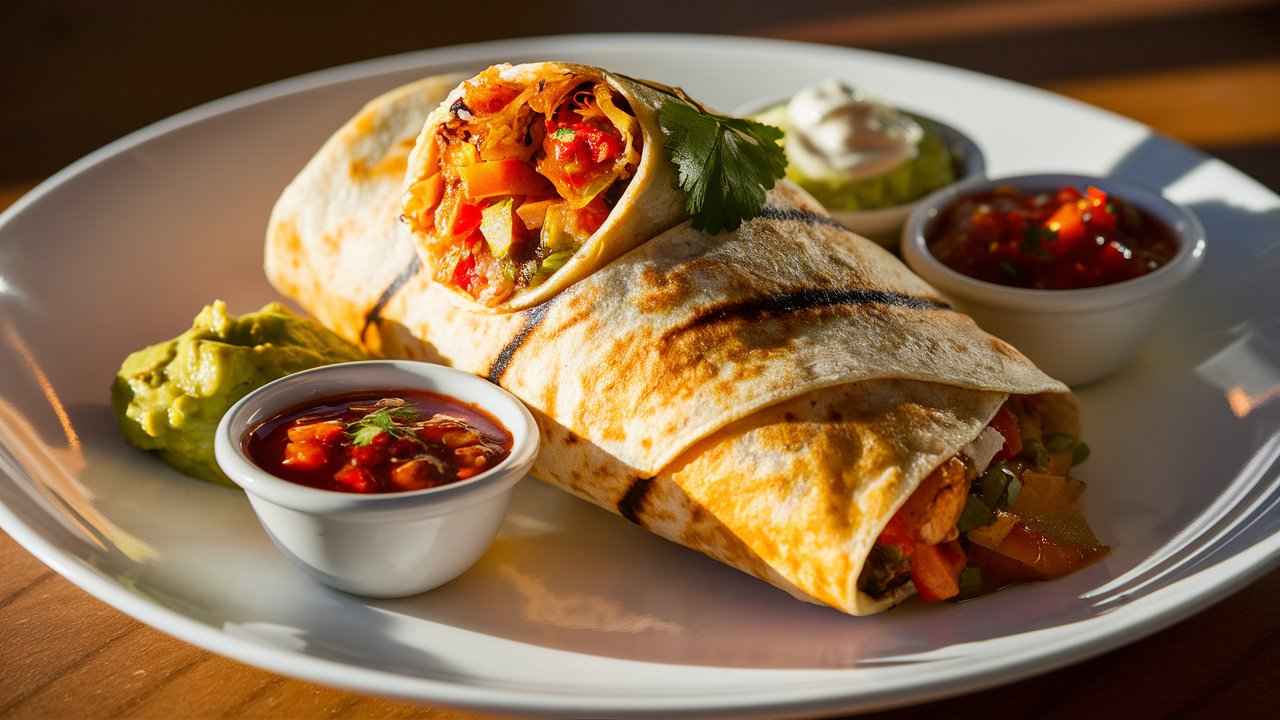 What was in Taco Bell's Grilled Stuft Burrito?.Taco Bell’s Grilled Stuft Burrito on a plate with sides.