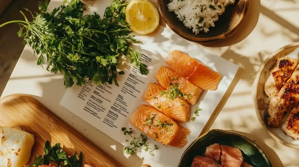 Is Salmon Nigiri Healthy for You? Nutrition Facts and Benefits 2 Nutritional comparison chart showing salmon nigiri's protein, omega-3, vitamin B12 and vitamin D content versus chicken, beef and tofu.Is Salmon Nigiri Healthy for You? photo 00018