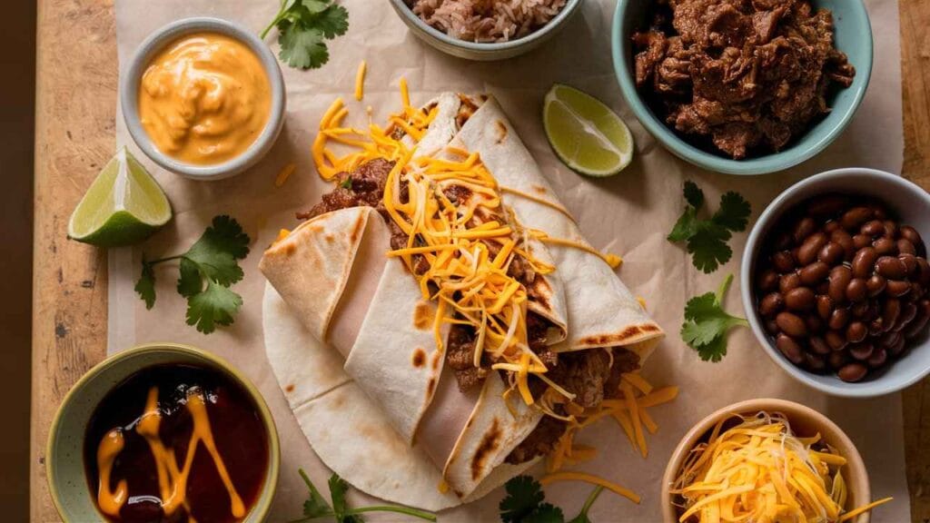 What Comes on a Grilled Cheese Burrito Taco Bell?5 Irresistible Ingredients 2 Key ingredients for a grilled cheese burrito, neatly displayed.What comes on a grilled cheese burrito Taco Bell?