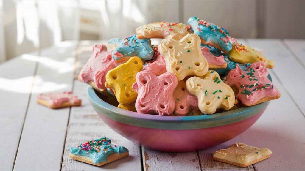 Who made the original frosted animal crackers?3 Surprising Facts 5 Who made the original frosted animal crackers?.A colorful bowl of frosted animal crackers with sprinkles.