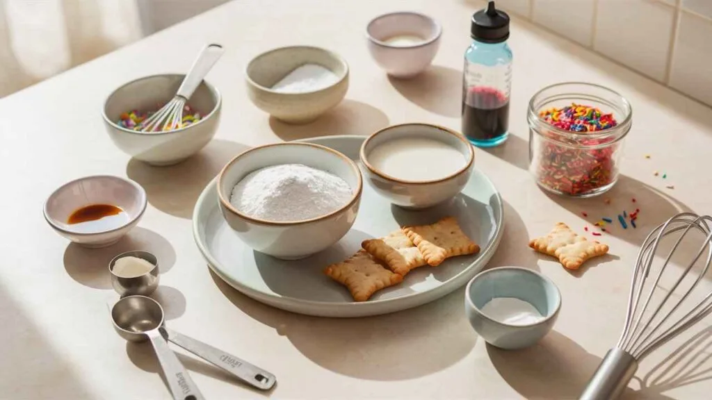 What is the frosting in the frosted animal crackers made of?5 Sweet Secrets 7 The essential ingredients for frosted animal cracker frosting.What is the frosting in the frosted animal crackers made of?