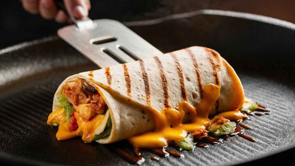 What was in Taco Bell's Grilled Stuft Burrito?7 Delicious Ingredients 5 A Grilled Stuft Burrito on a skillet, with cheese melting.for What was in Taco Bell's Grilled Stuft Burrito?