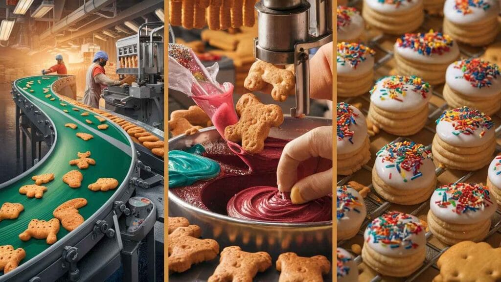 Who Makes Iced Animal Crackers? Discover 5 Fun Facts! 5 The process of frosting animal crackers with colorful icing and sprinkles.Who makes iced animal crackers?