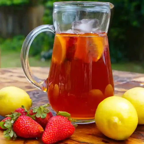 Southern Strawberry Sweet Tea – Best Summer Sipper Ever 2 Finished Southern strawberry sweet tea pitcher
