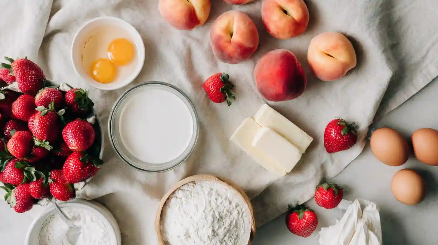 Strawberry Peach Cake Ingredients Ingredients for strawberry peach cake